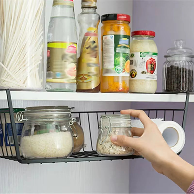 Suitable for Kitchen Bathroom Storage Hanging Basket Multifunctional Storage Rack Hanging Basket Bedroom Wardrobe Storage Basket